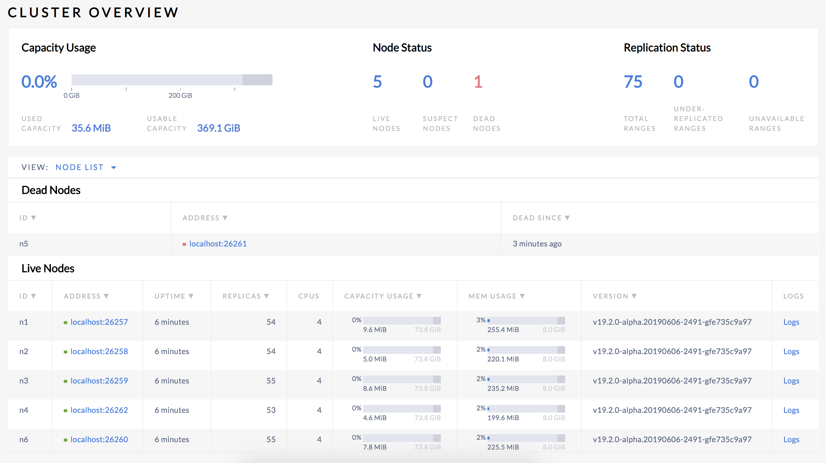 CockroachDB Admin UI